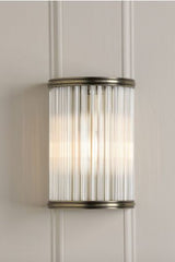 Sutton Wall Light Matt Antique Brass and Ribbed Glass