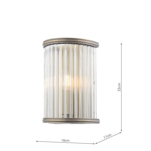 Sutton Wall Light Matt Antique Brass and Ribbed Glass