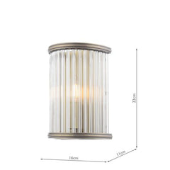 Sutton Wall Light Matt Antique Brass and Ribbed Glass