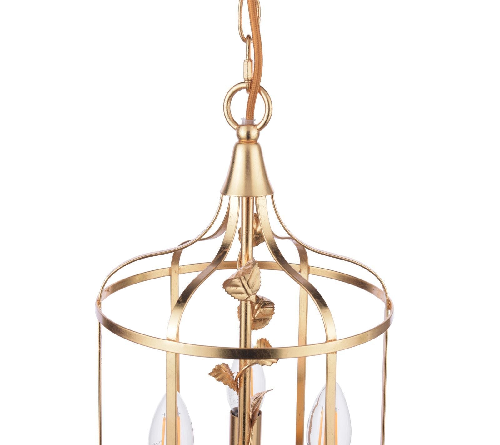 Halton 3 Light Pendant Distressed Gold Leaf
