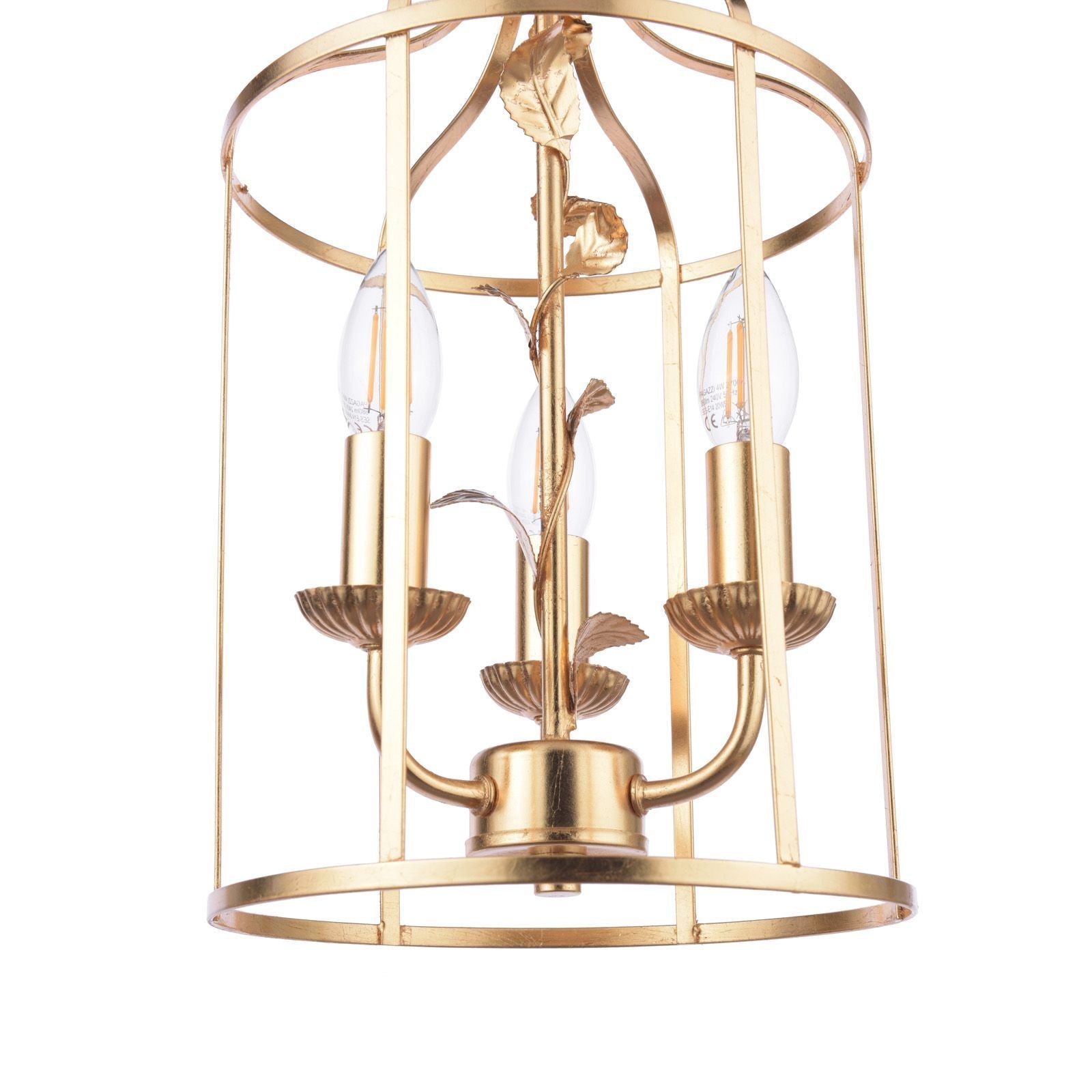 Halton 3 Light Pendant Distressed Gold Leaf