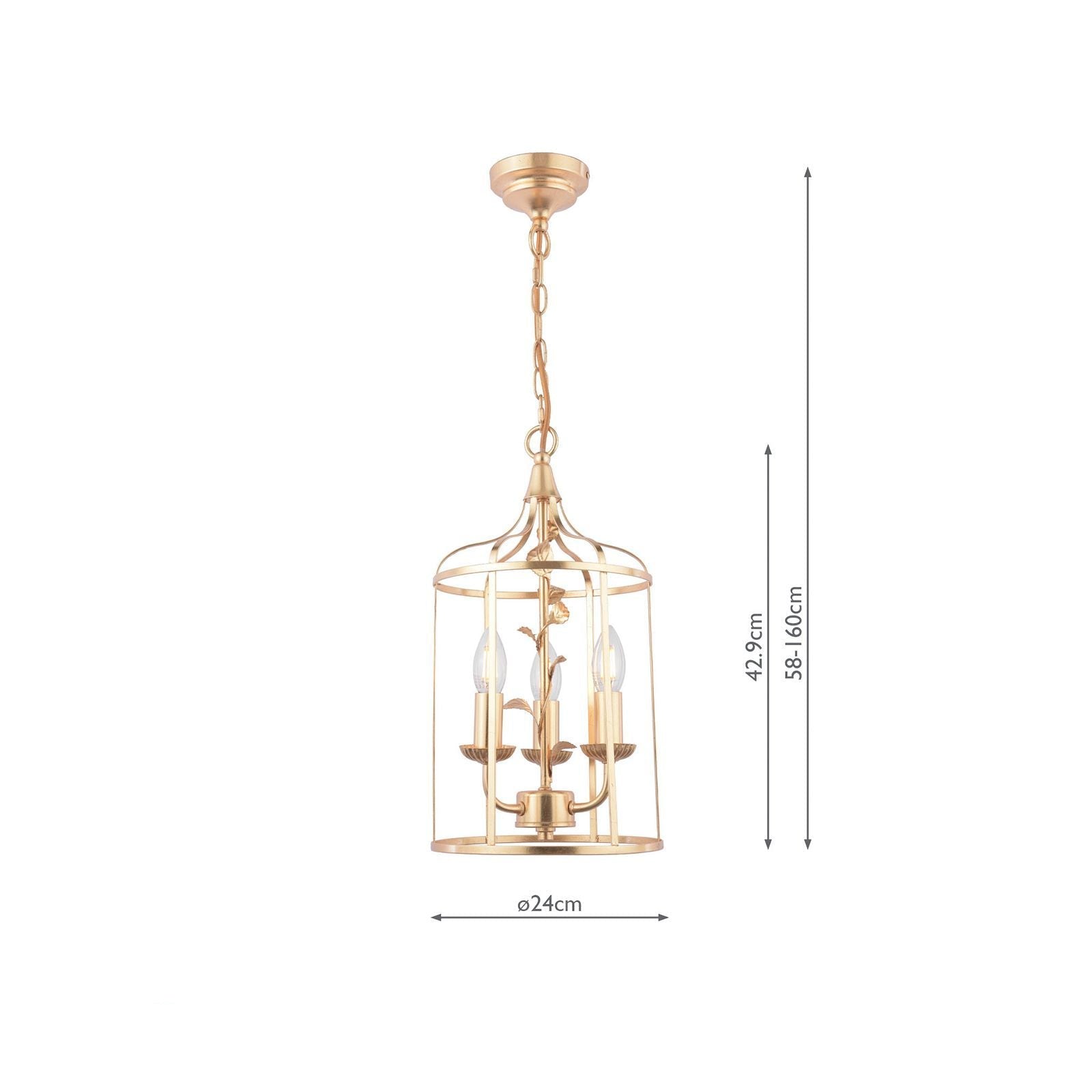 Halton 3 Light Pendant Distressed Gold Leaf