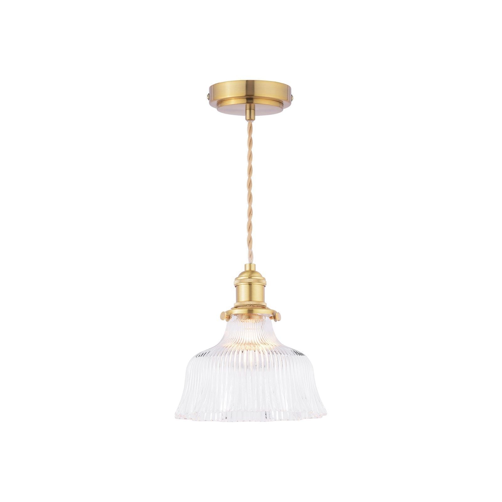 Theodore Pendant Antique Brass and Ribbed Glass