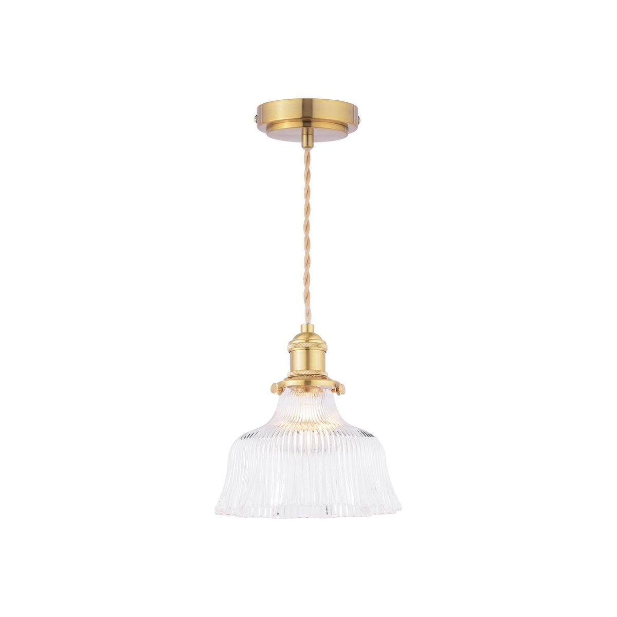 Theodore Pendant Antique Brass and Ribbed Glass