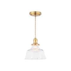 Theodore Pendant Antique Brass and Ribbed Glass
