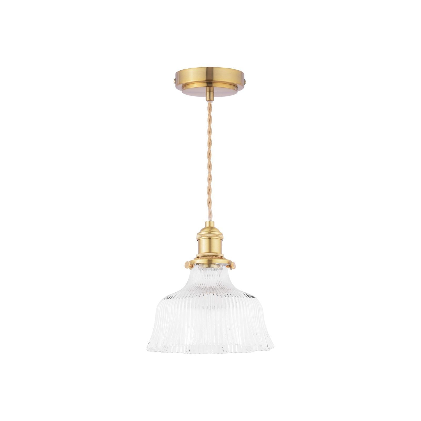 Theodore Pendant Antique Brass and Ribbed Glass