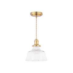 Theodore Pendant Antique Brass and Ribbed Glass