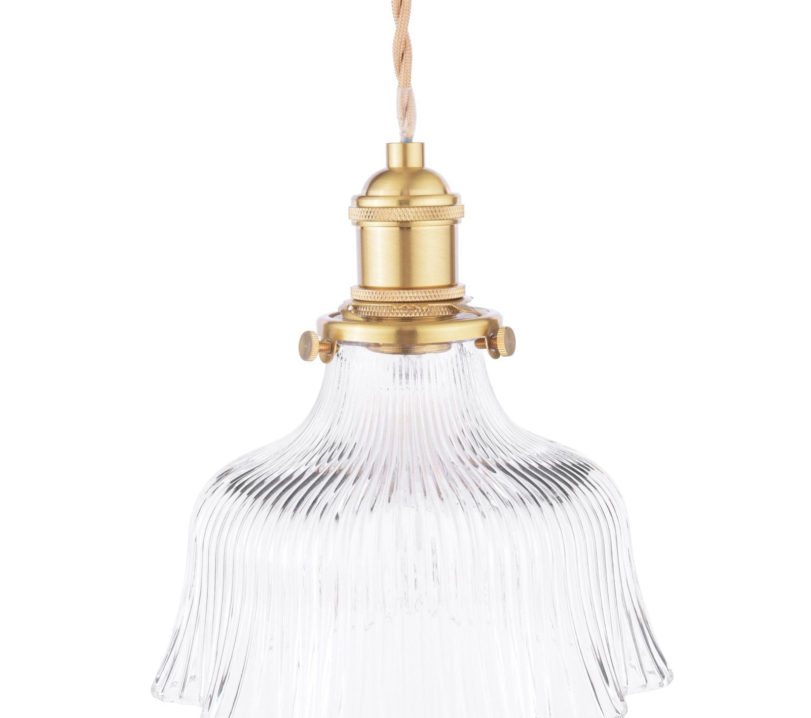 Theodore Pendant Antique Brass and Ribbed Glass