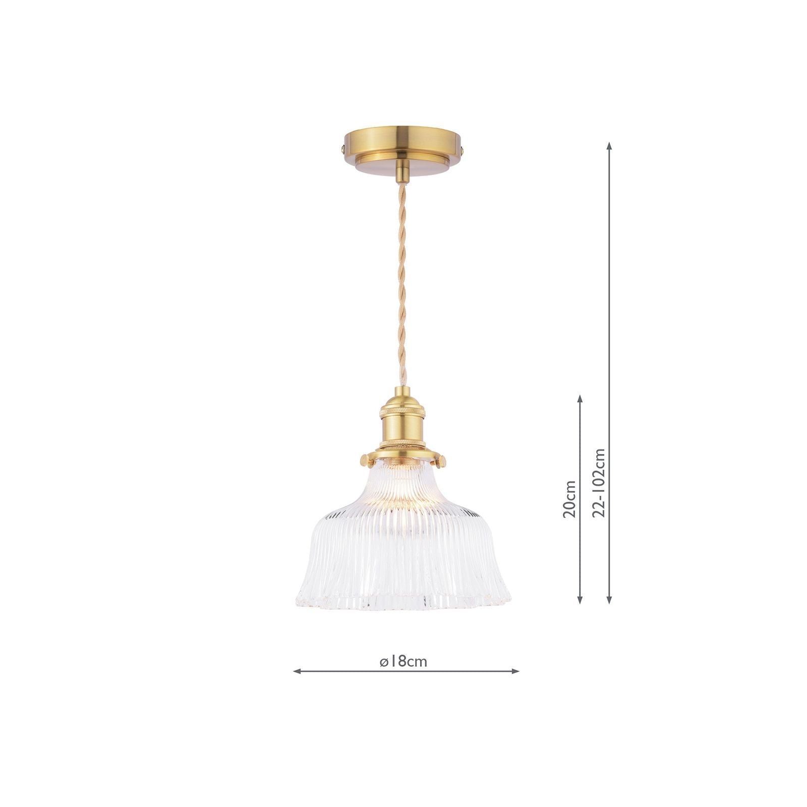 Theodore Pendant Antique Brass and Ribbed Glass