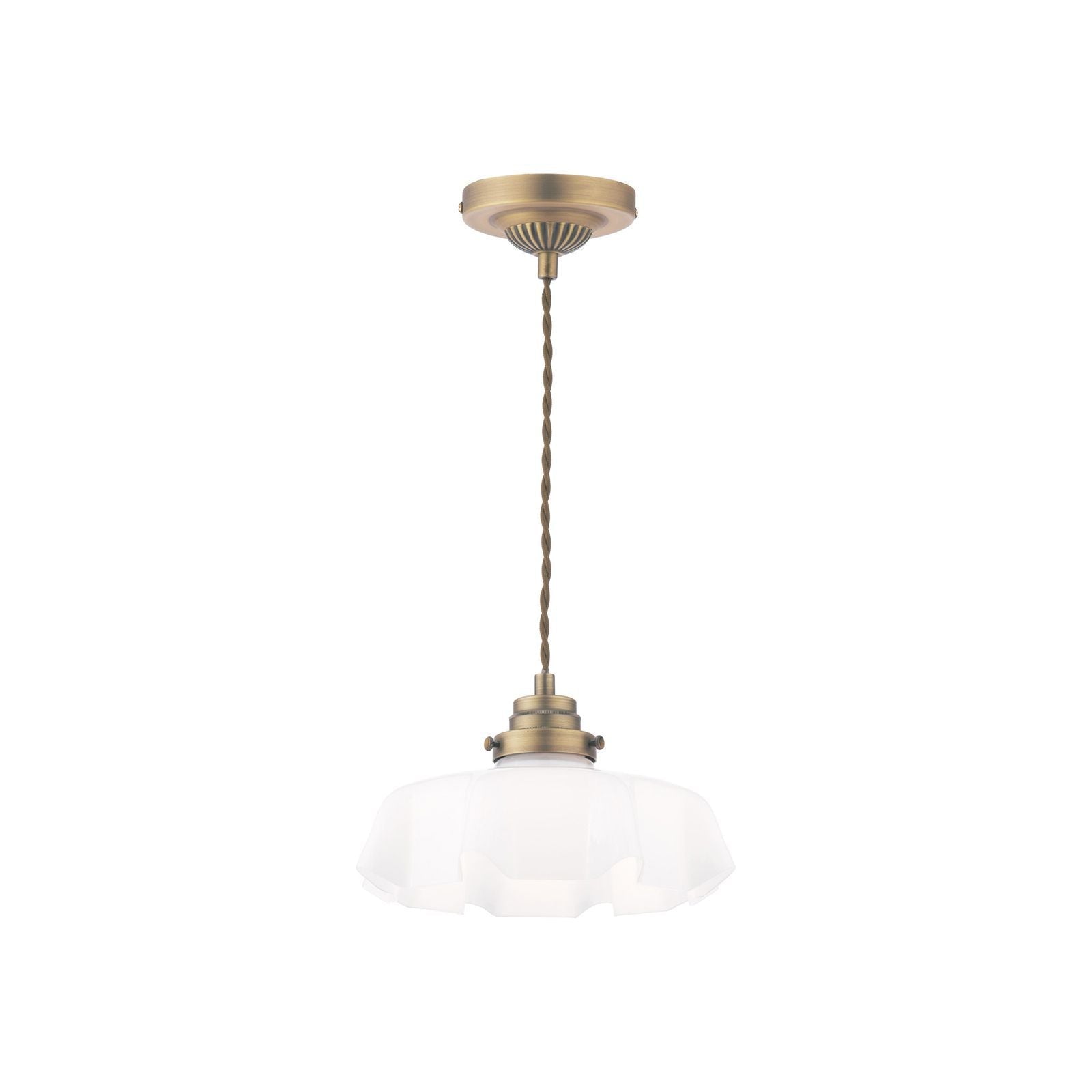 Banham Pendant Matt Antique Brass and White Glass