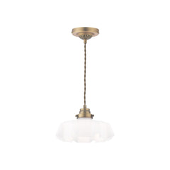 Banham Pendant Matt Antique Brass and White Glass