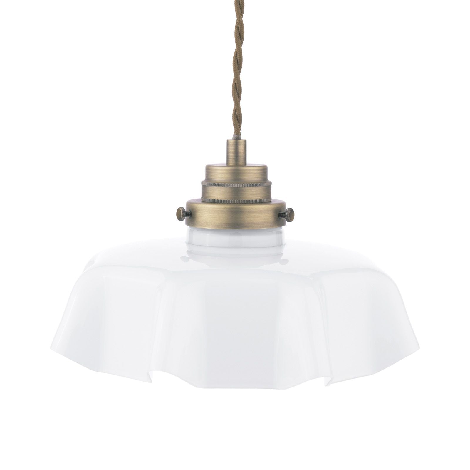 Banham Pendant Matt Antique Brass and White Glass