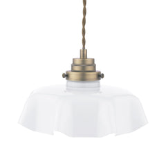 Banham Pendant Matt Antique Brass and White Glass