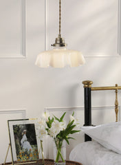 Banham Pendant Matt Antique Brass and White Glass