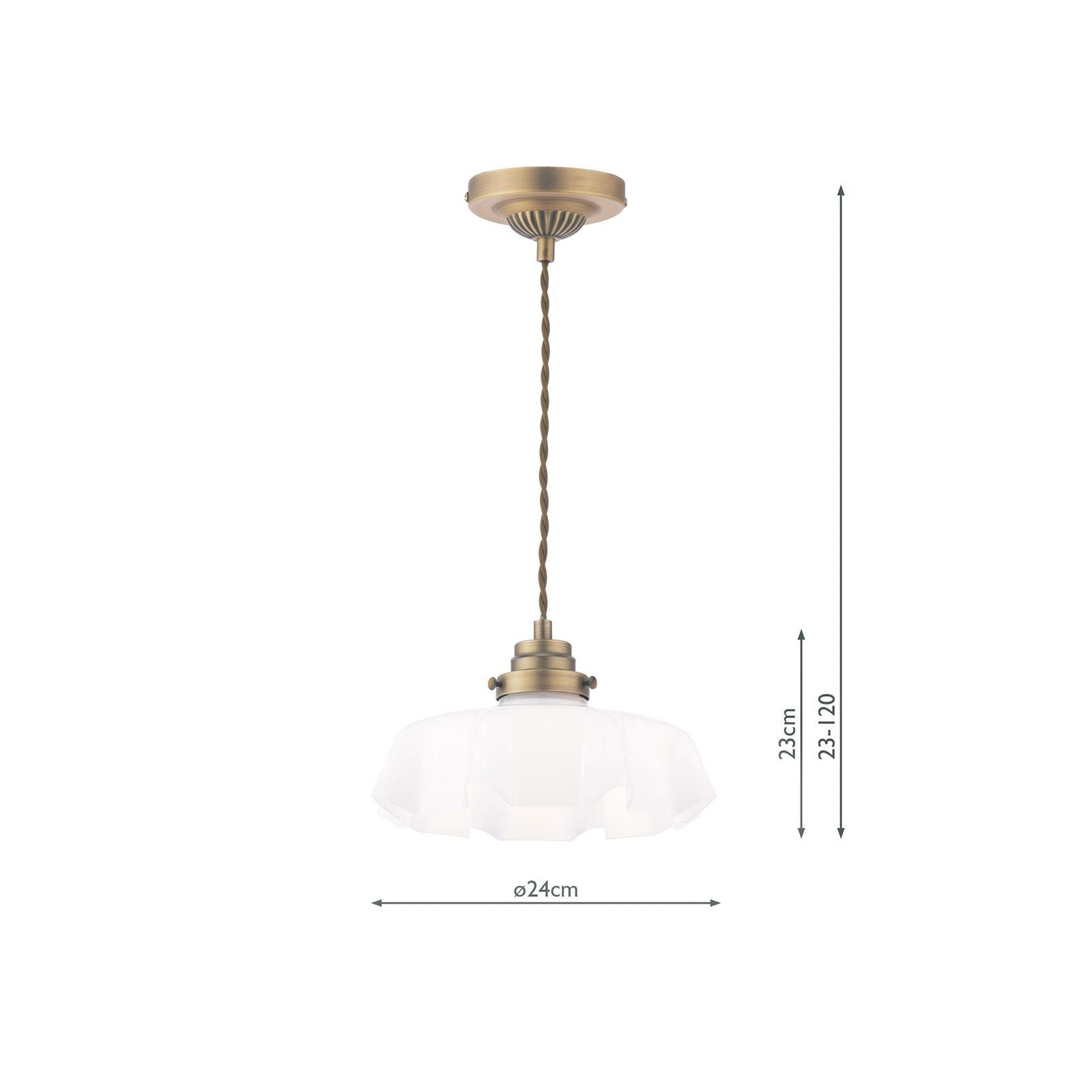 Banham Pendant Matt Antique Brass and White Glass