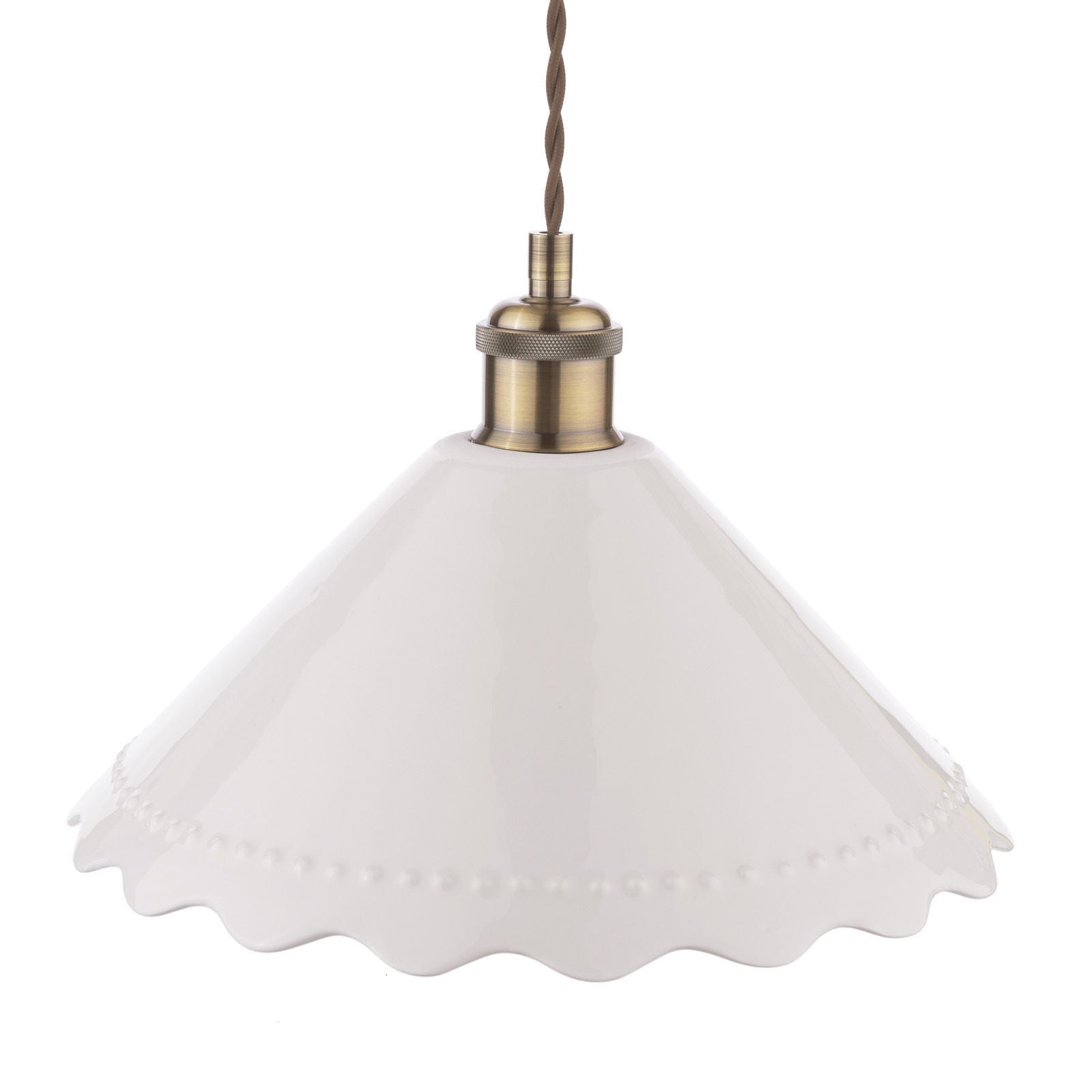 Daws Pendant White Ceramic and Antique Brass