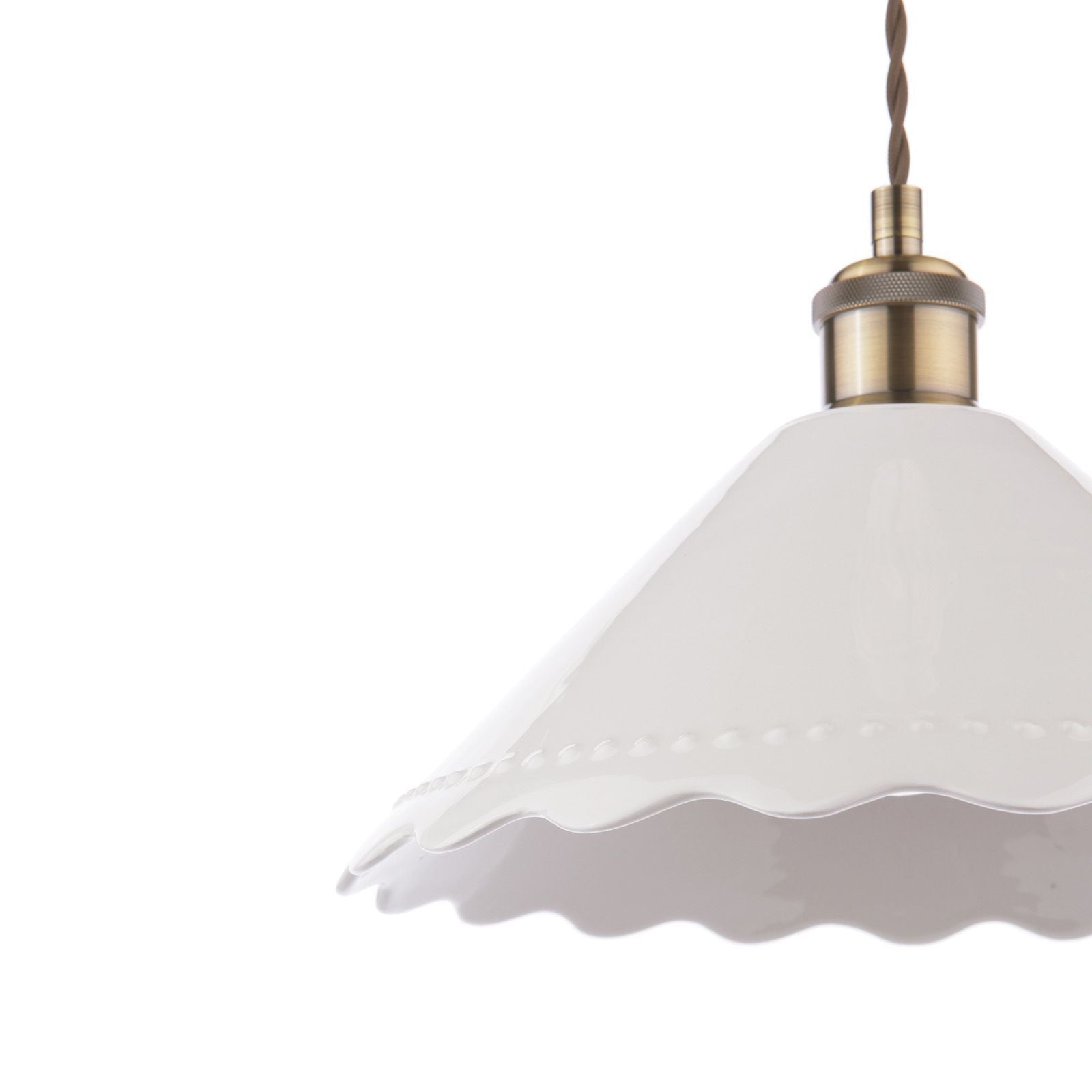 Daws Pendant White Ceramic and Antique Brass