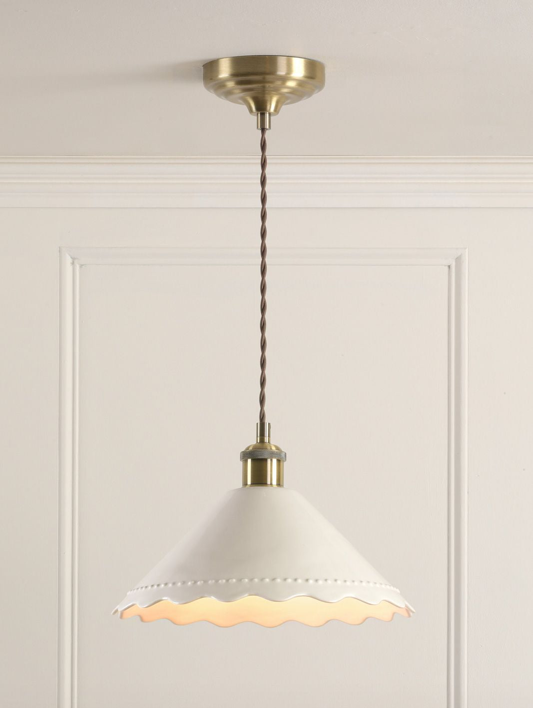 Daws Pendant White Ceramic and Antique Brass