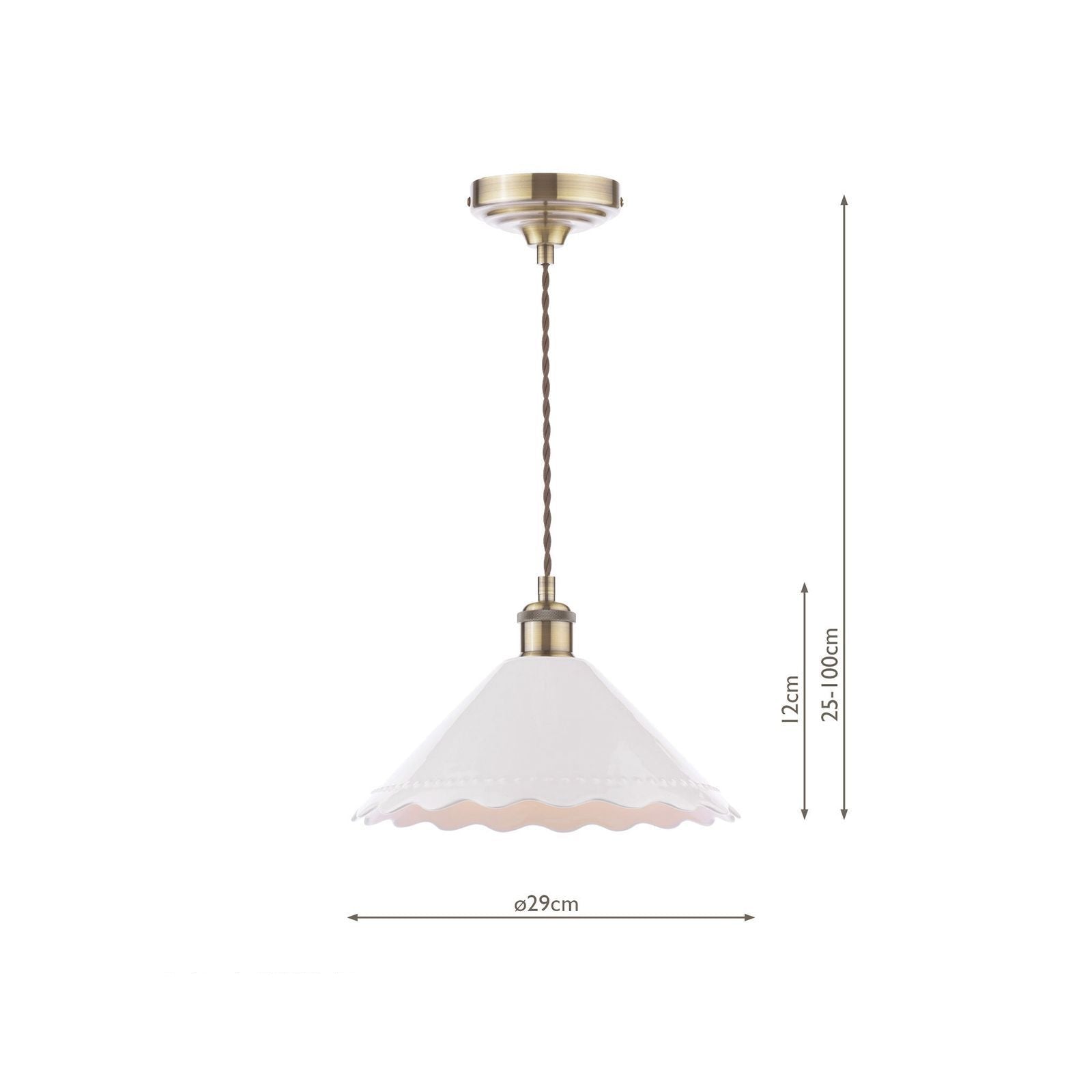 Daws Pendant White Ceramic and Antique Brass