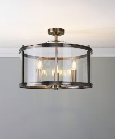 Harrington 3 Light Semi-Flush- Various Finishes