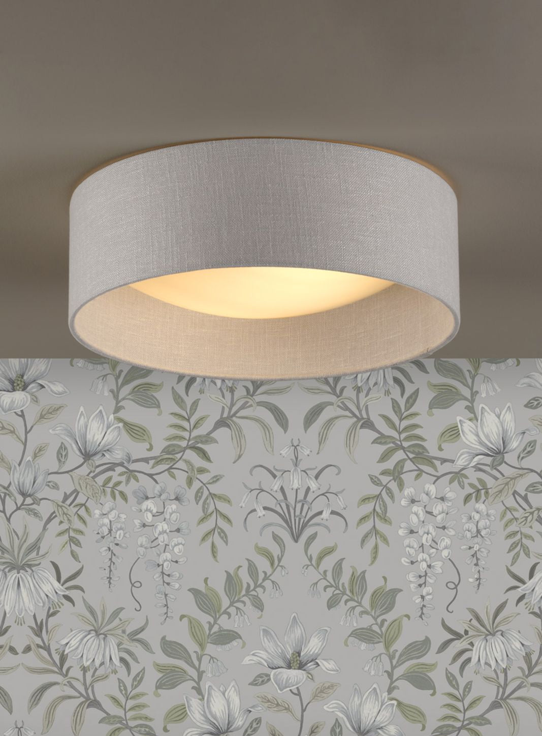 Bacall 2 Light Flush Natural/Silver Shade E27