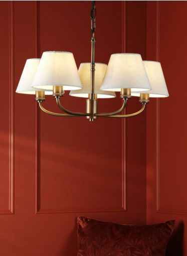 Denston 5 Light Multi arm Pendant Antique Bronze With Shade