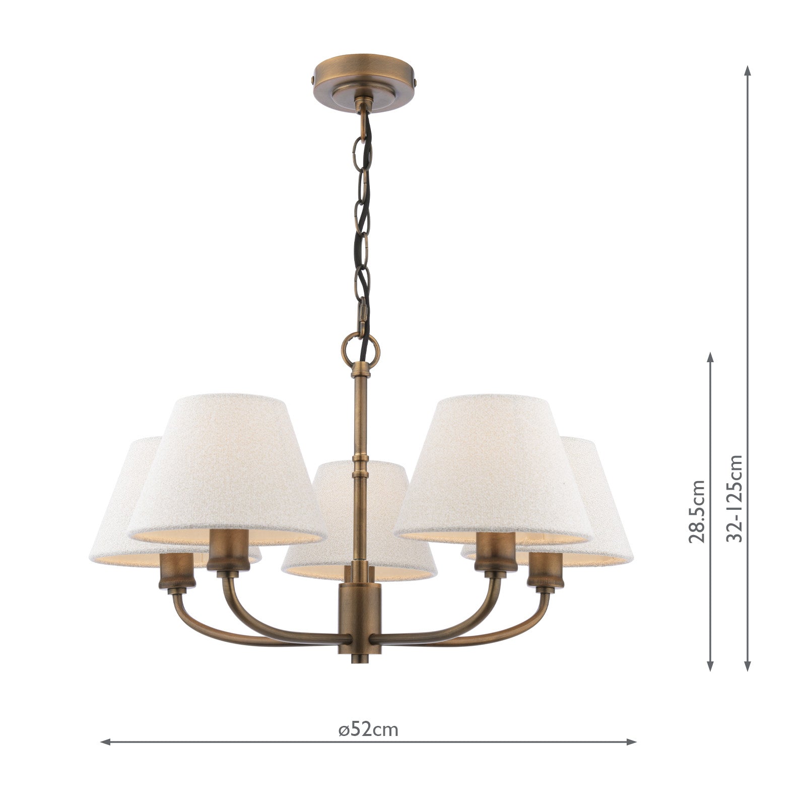 Denston 5 Light Multi arm Pendant Antique Bronze With Shade