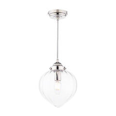 Whitham Pendant Polished Nickel/Antique Brass  and Ribbed Glass