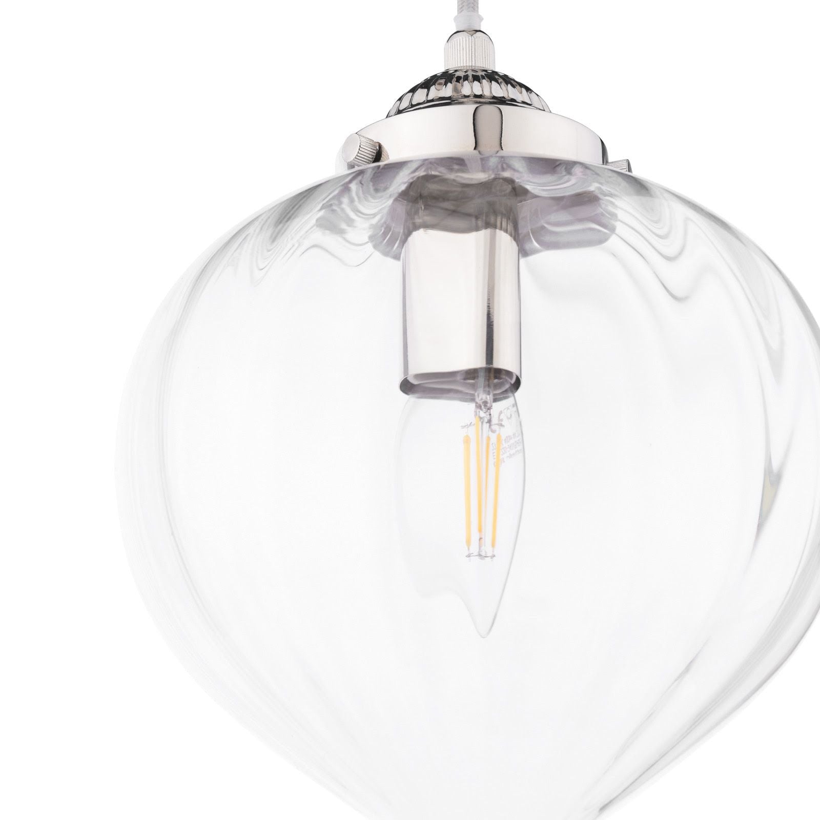 Whitham Pendant Polished Nickel/Antique Brass  and Ribbed Glass