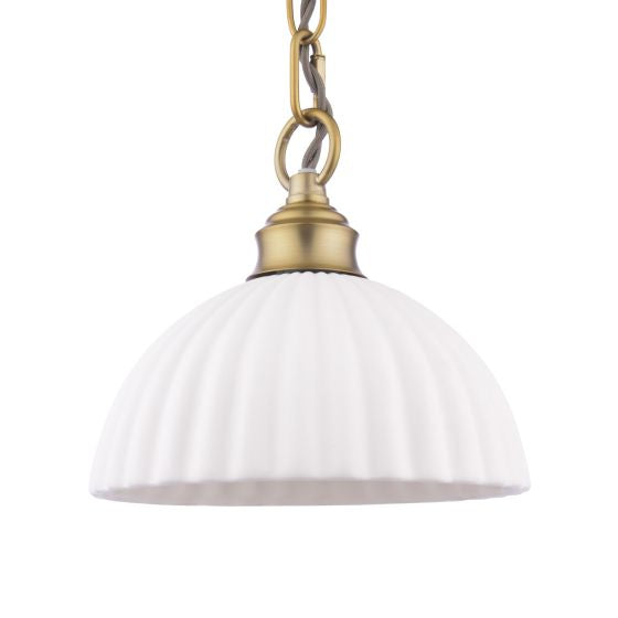 Durford Pendant Matt Antique Brass and White Ceramic