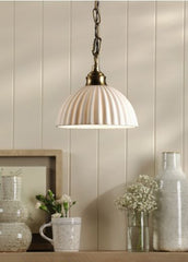 Durford Pendant Matt Antique Brass and White Ceramic