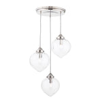 Whitham 3 Light Cluster Pendant Polished Nickel/Antique Brass and Ribbed Glass E14