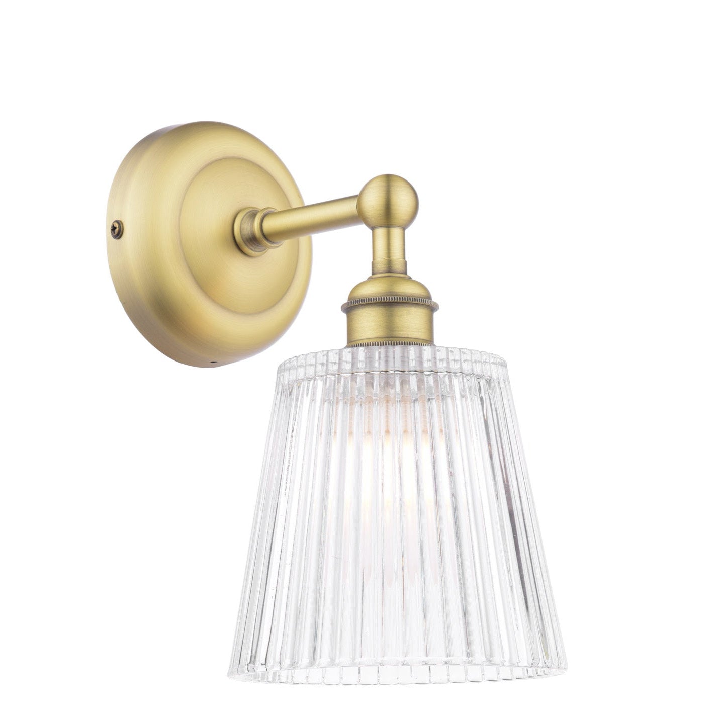 Callaghan Wall Light Polished Nickel/Antique Brass and Ribbed Glass IP44 G9