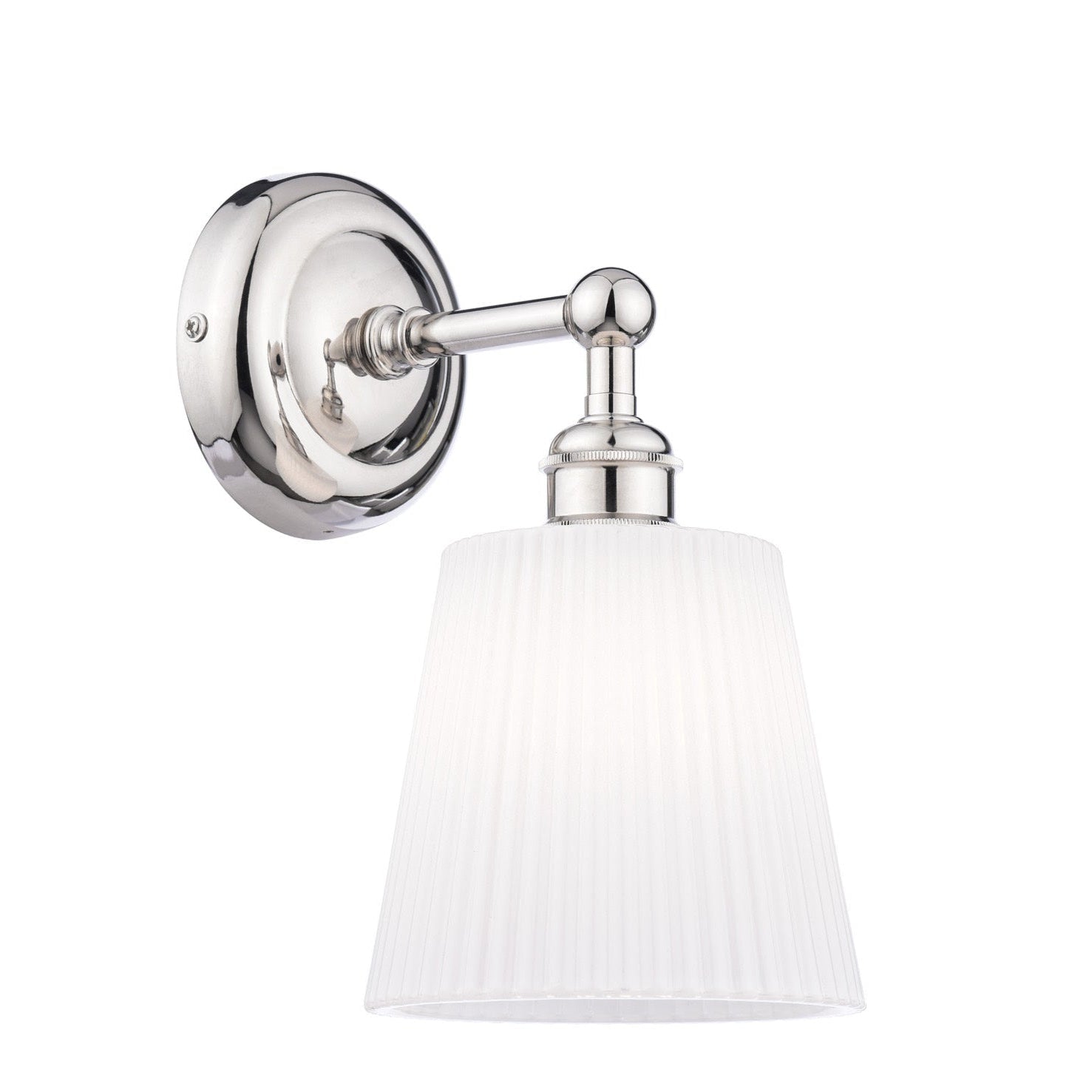 Callaghan Wall Light Polished Nickel/Antique Brass and Ribbed Glass IP44 G9