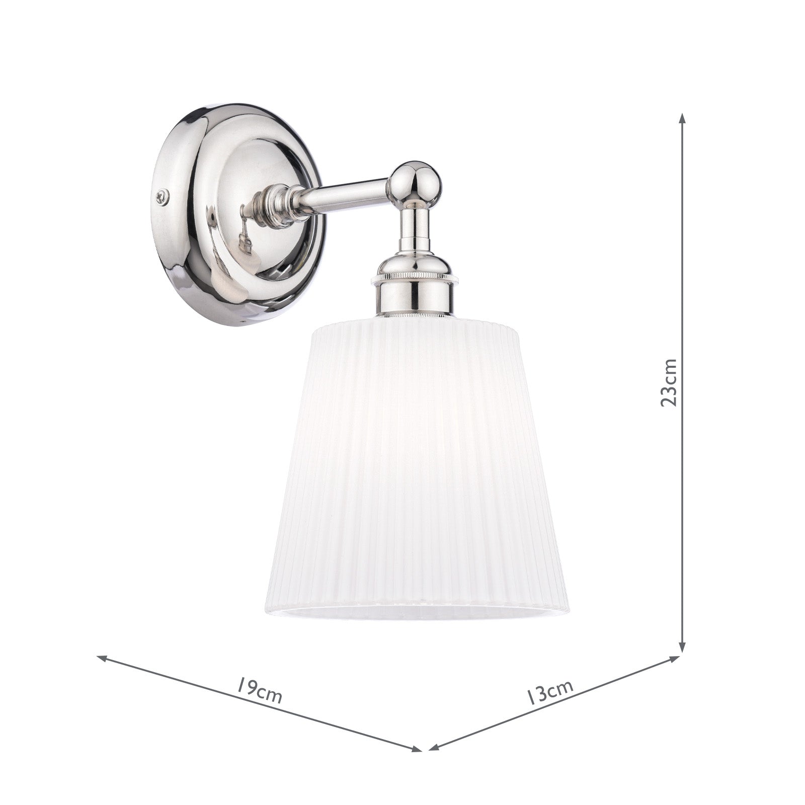 Callaghan Wall Light Polished Nickel/Antique Brass and Ribbed Glass IP44 G9
