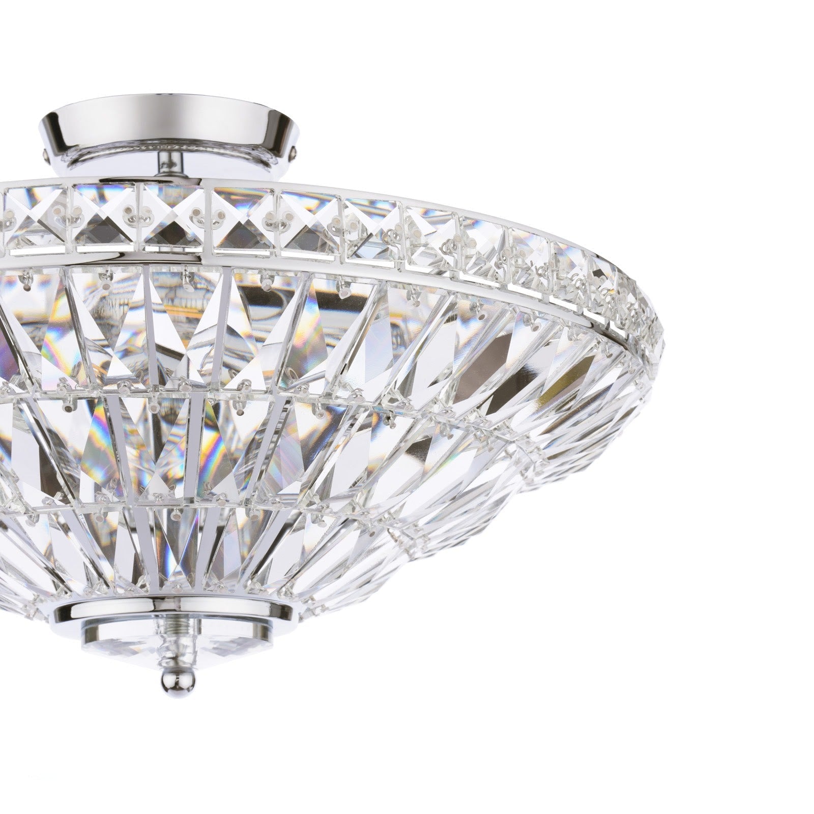 Vienna 3 Light Semi-Flush Polished Chrome and Crystal E14