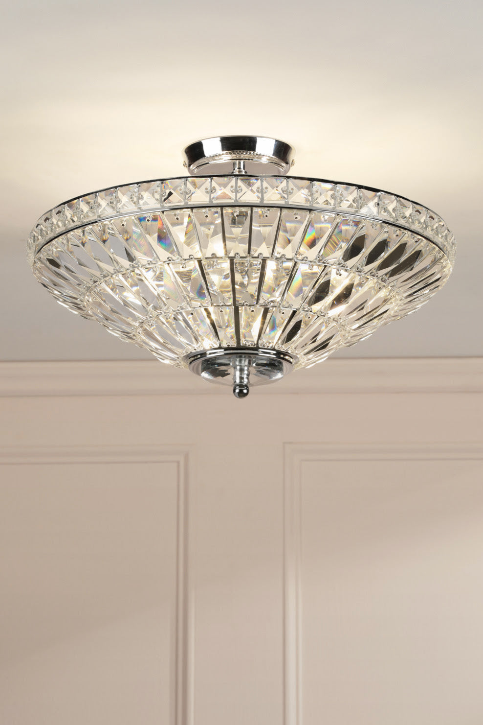Vienna 3 Light Semi-Flush Polished Chrome and Crystal E14