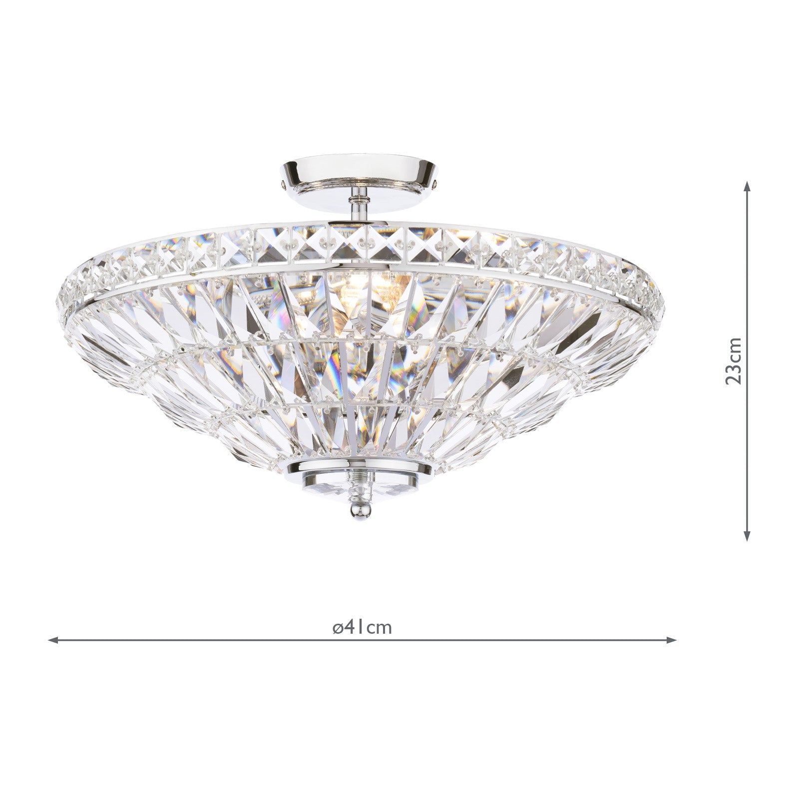 Vienna 3 Light Semi-Flush Polished Chrome and Crystal E14