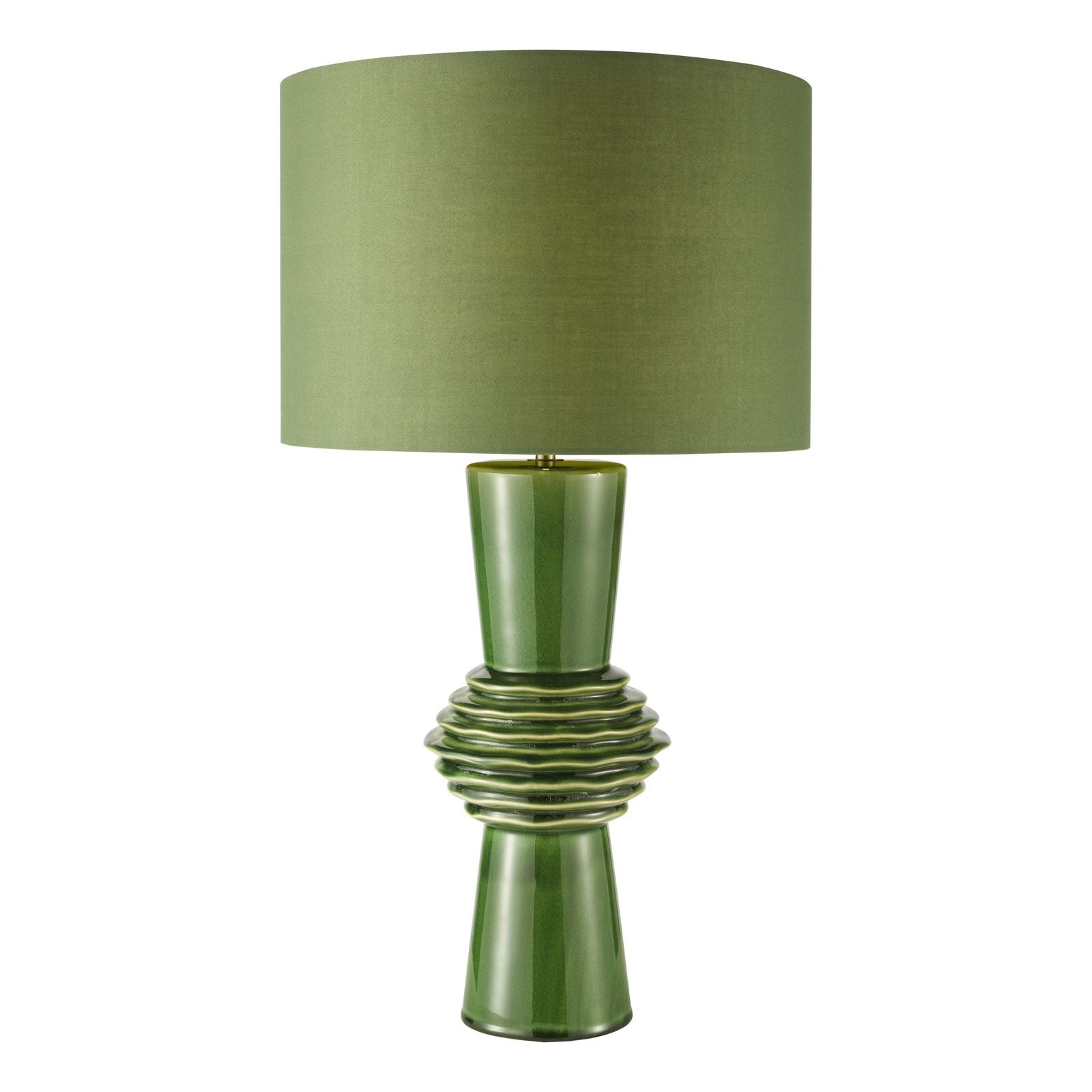 Lagle Table Lamp- Green and Antique Brass With Shade