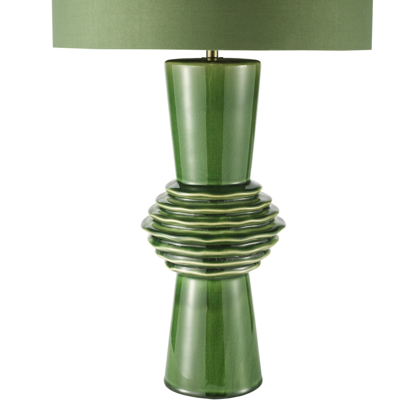 Lagle Table Lamp- Green and Antique Brass With Shade