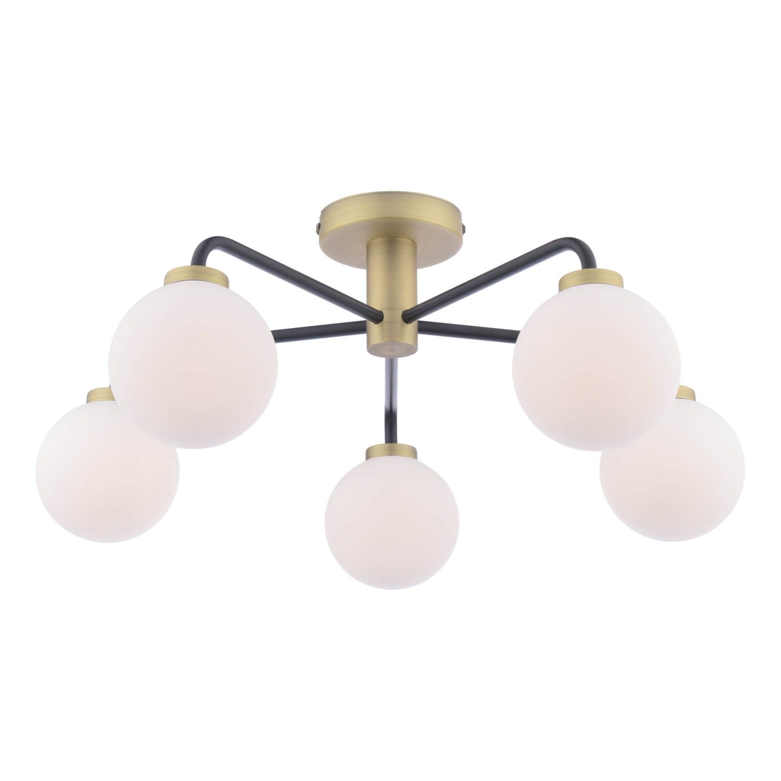 Lainey 5 Light Semi-Flush Matt Black & Twisted Glass