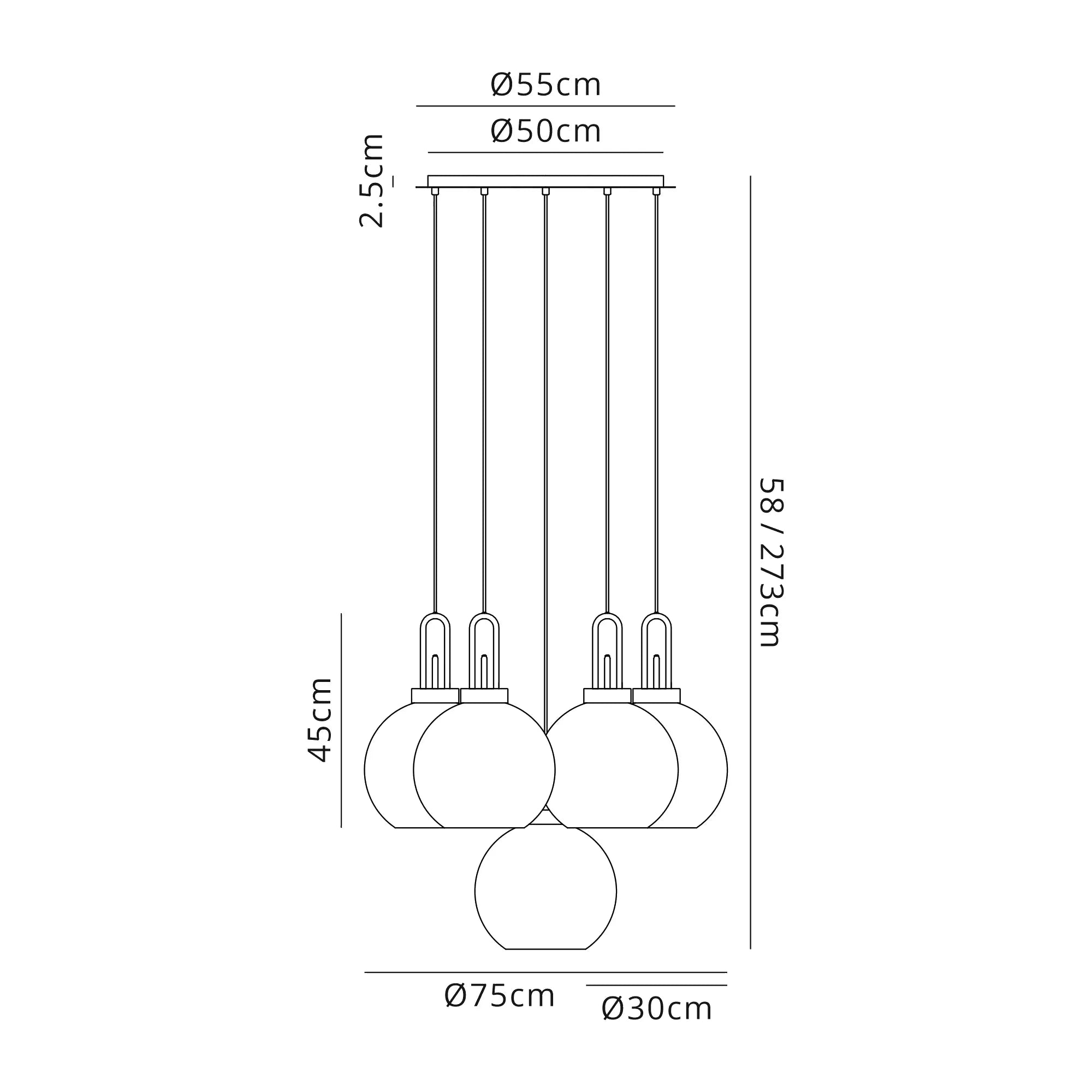 Cadiz 5 Light Cluster Pendant