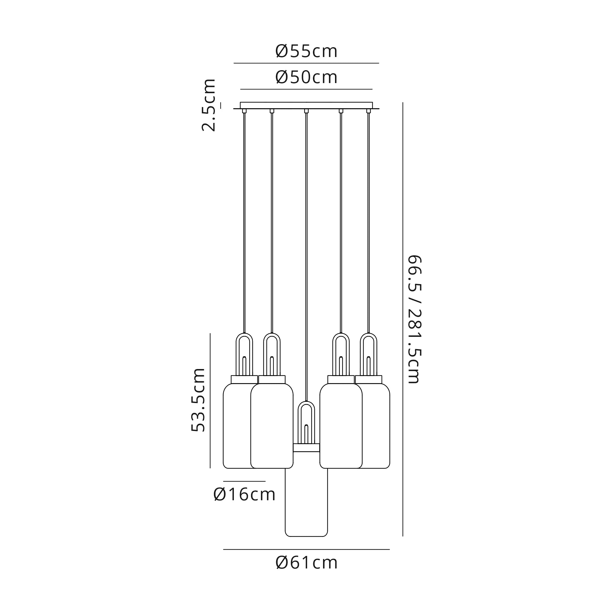 Cadiz 5 Light Cluster Pendant