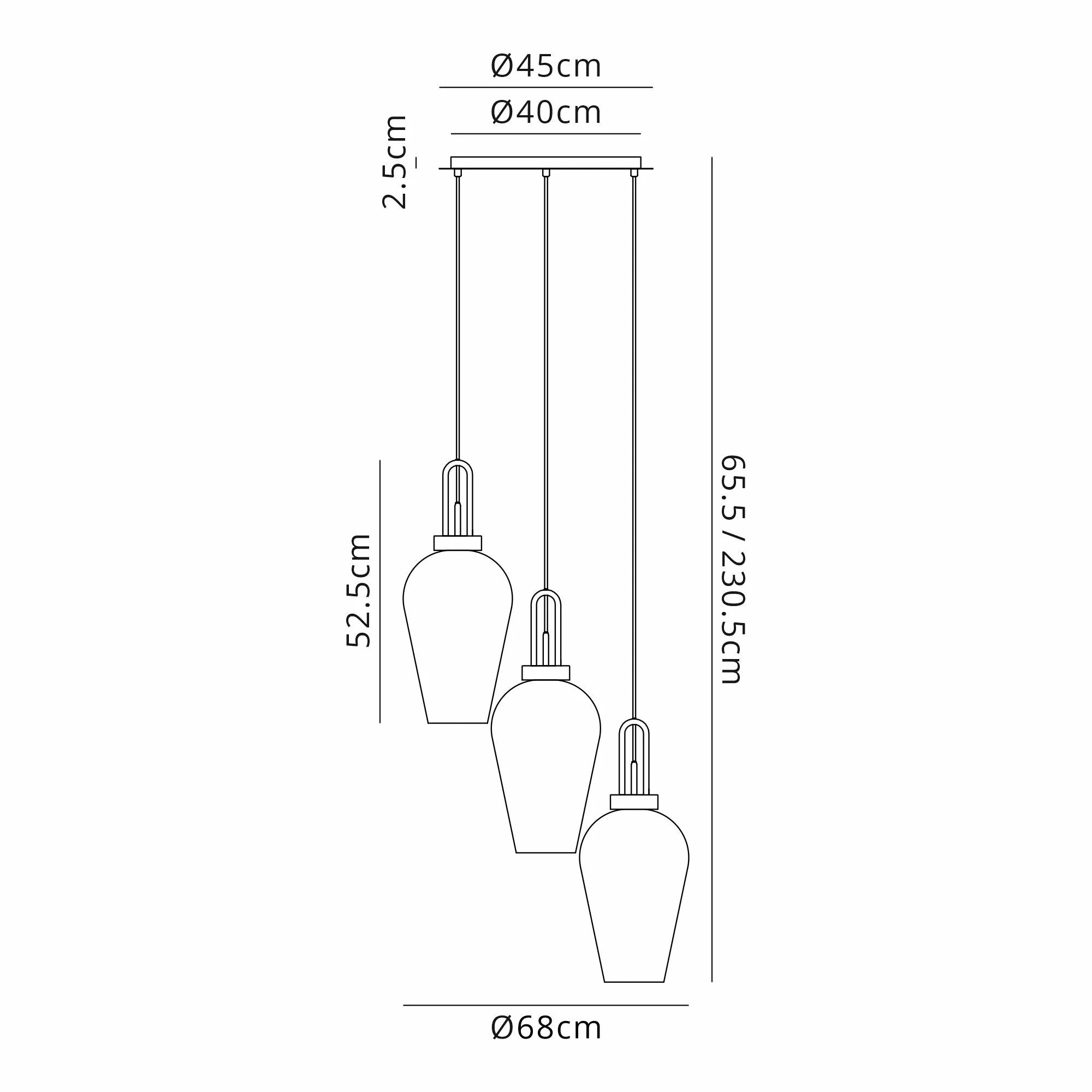 Cadiz 3 Light Cluster Pendant