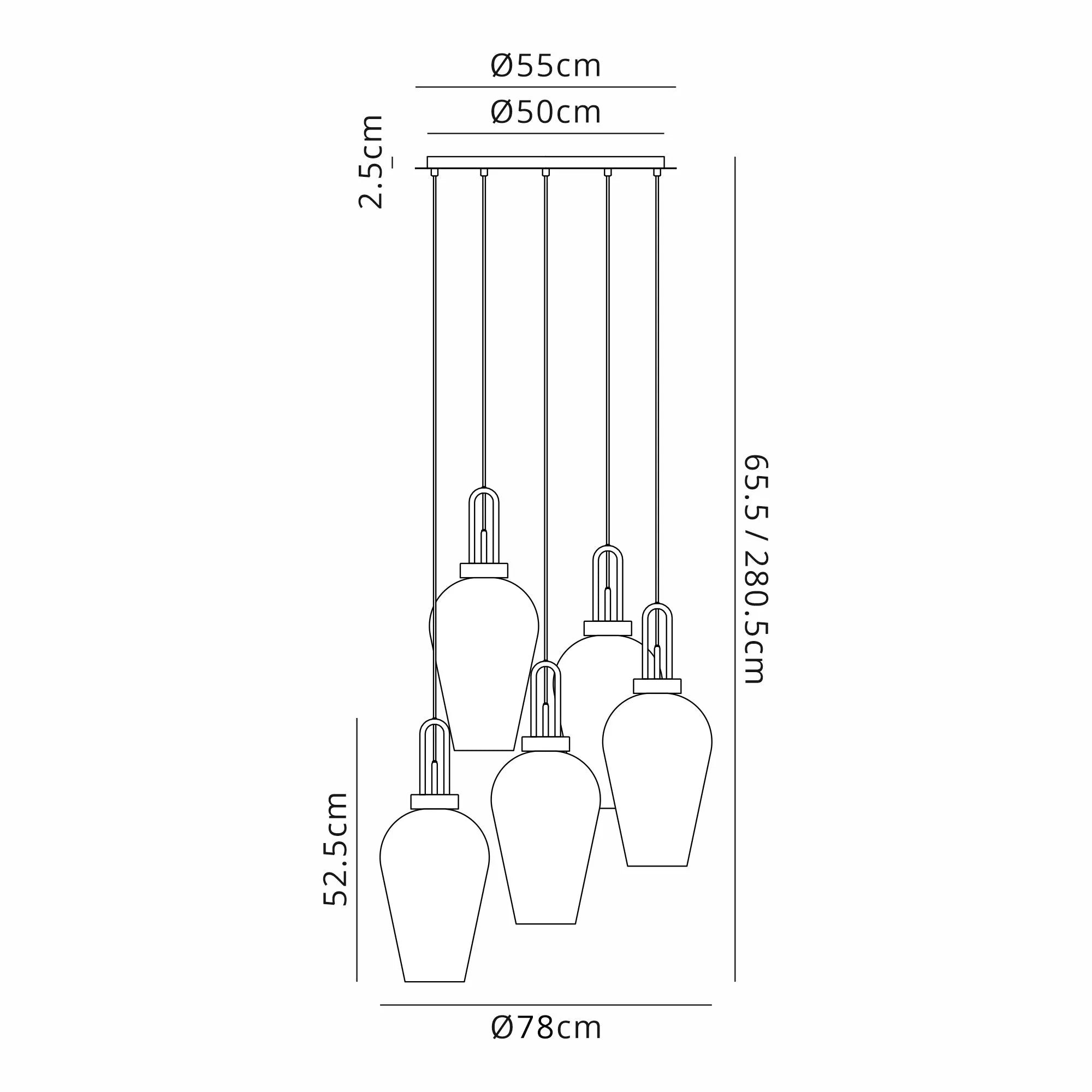 Cadiz 5 Light Cluster Pendant