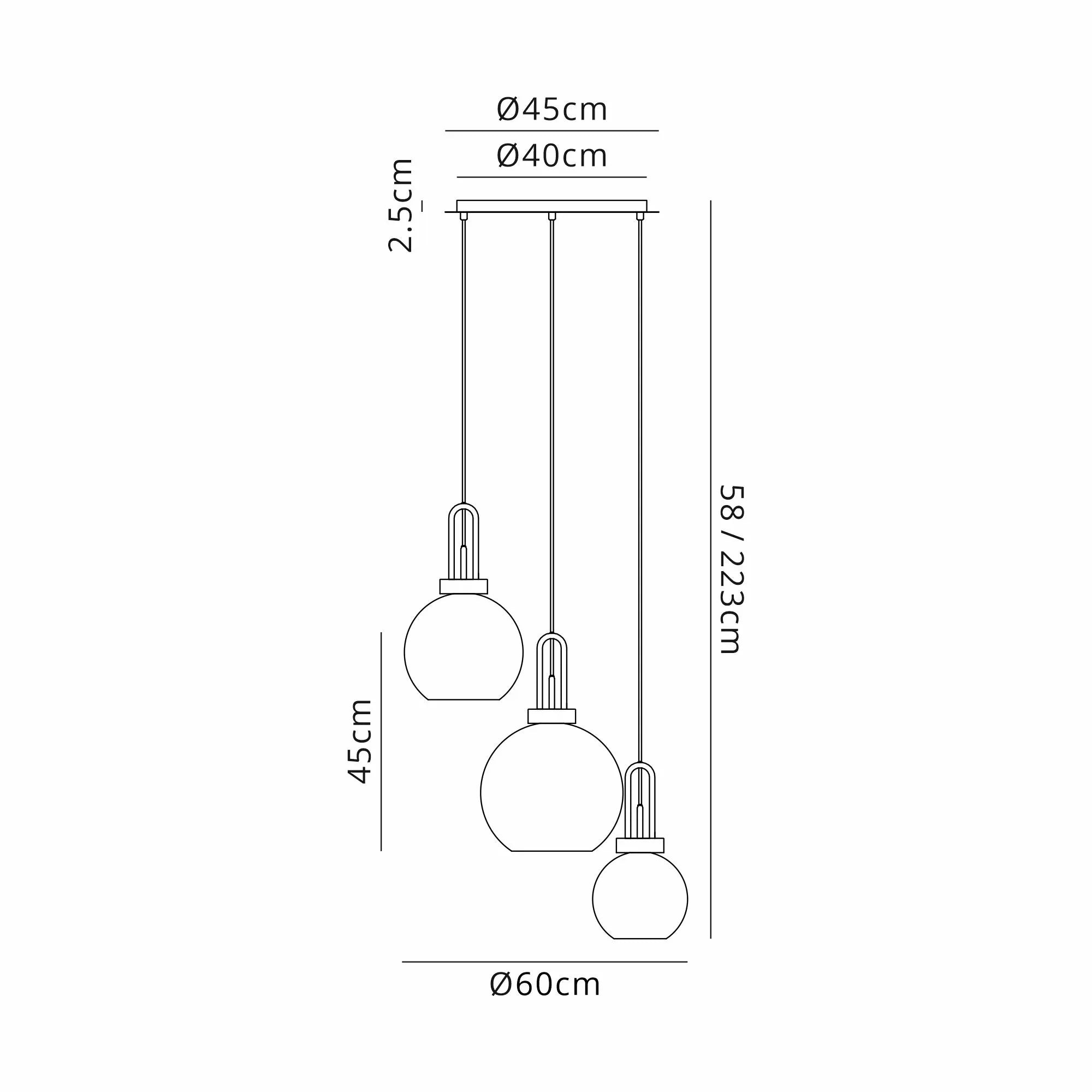 Cadiz 3 Light Cluster Pendant