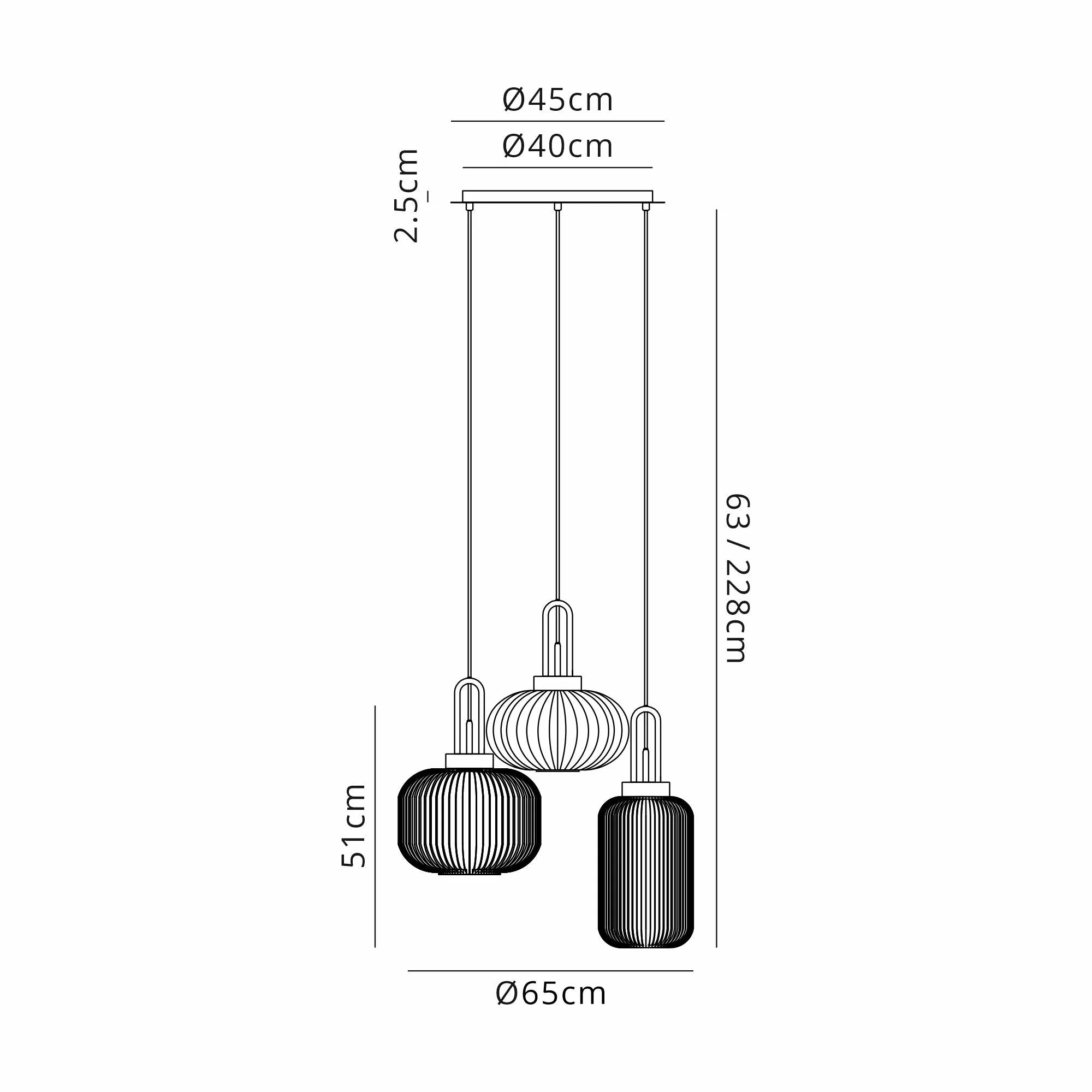 Cadiz 3 Light Cluster Pendant