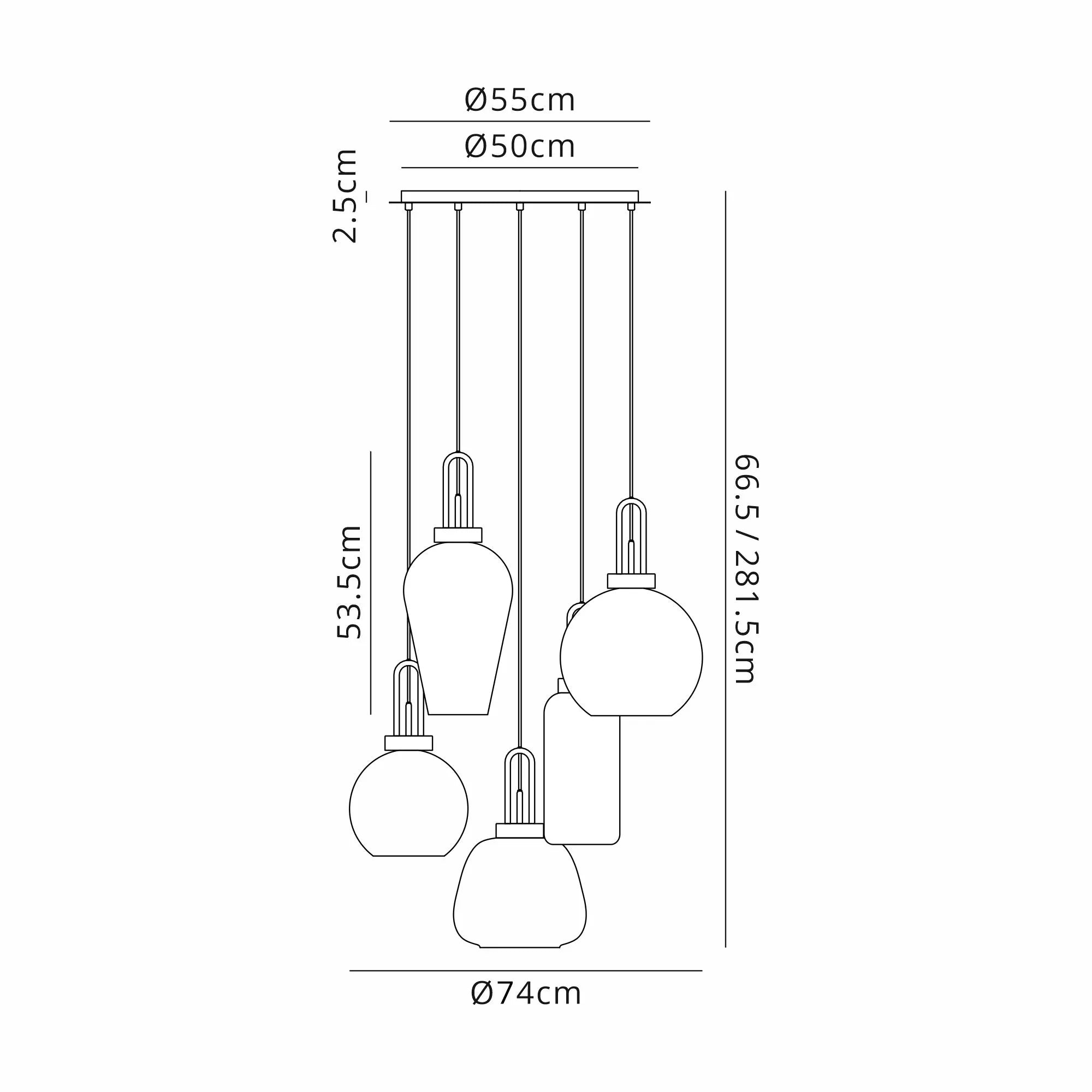 Cadiz 5 Light Cluster Pendant