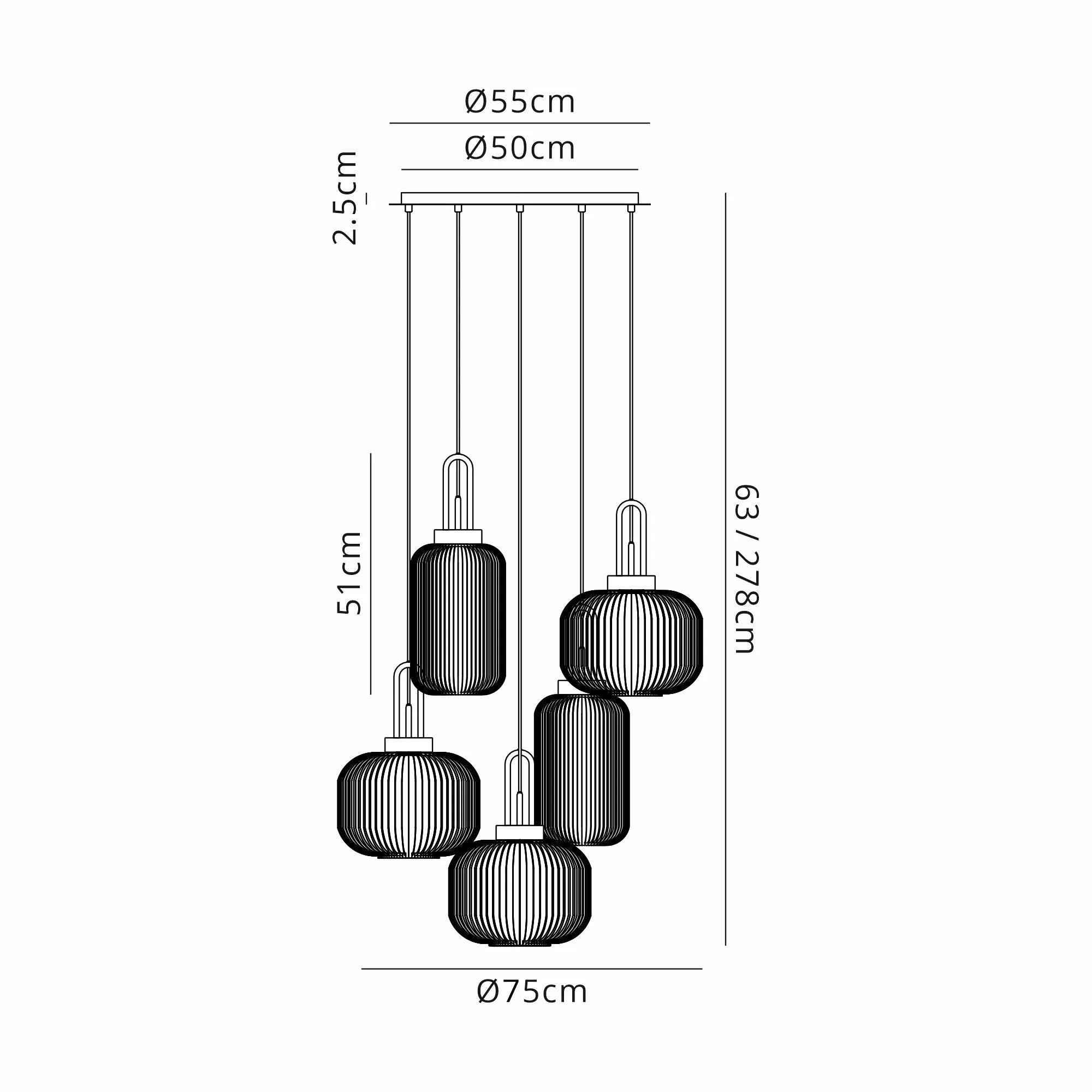 Cadiz 5 Light Cluster Pendant