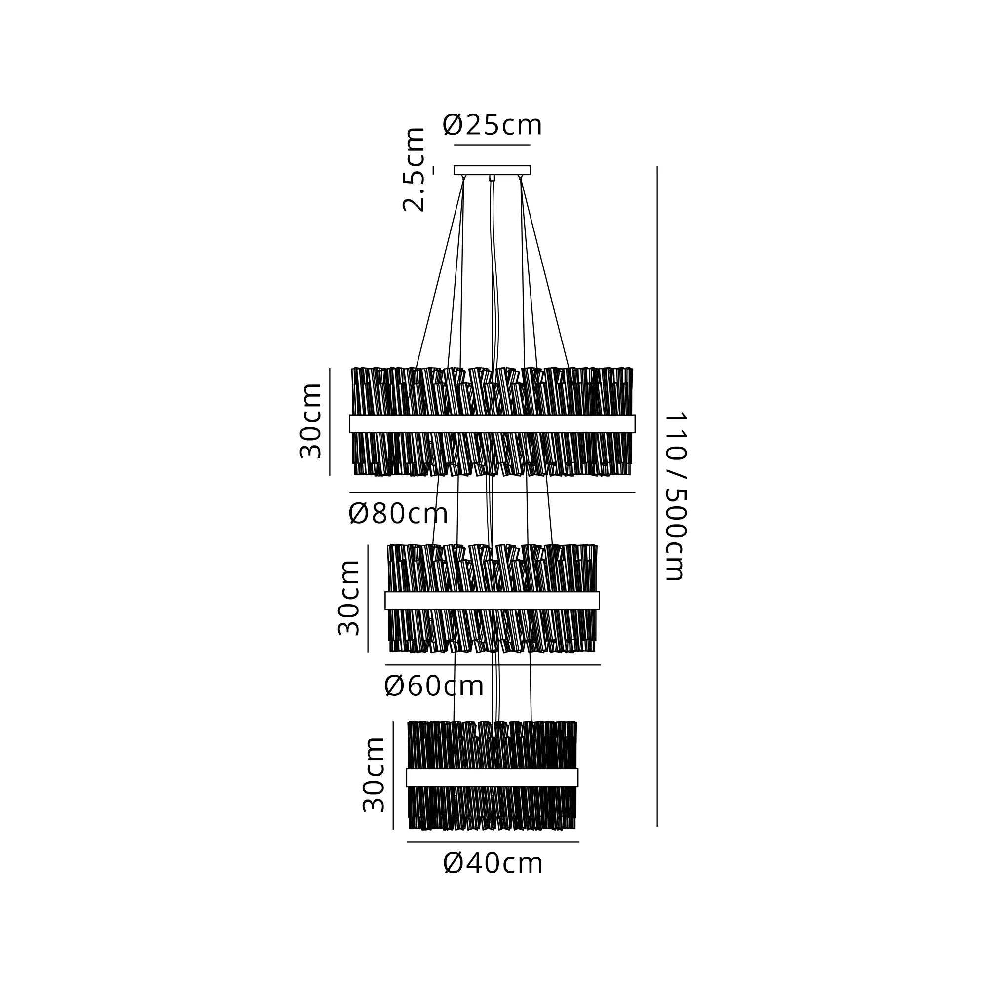 Bellina 2/3/4 Tier Chandelier - Various Sizes & Finishes